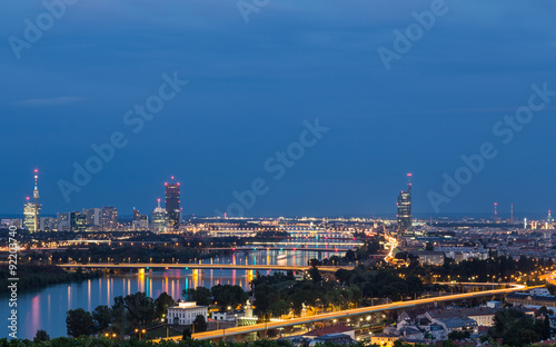 Buildings and Bridges Near the Danube River, River