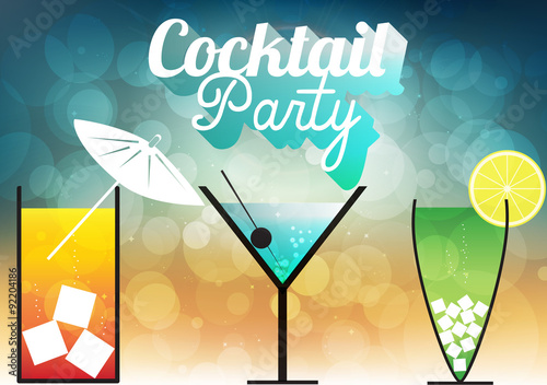 Cocktail Party Invitation Poster - Vector Illustration