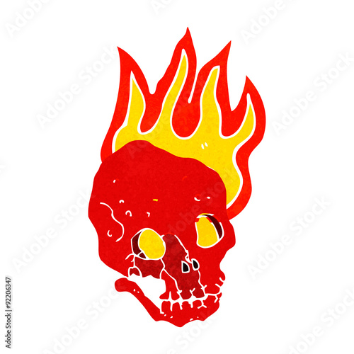 cartoon flaming skull