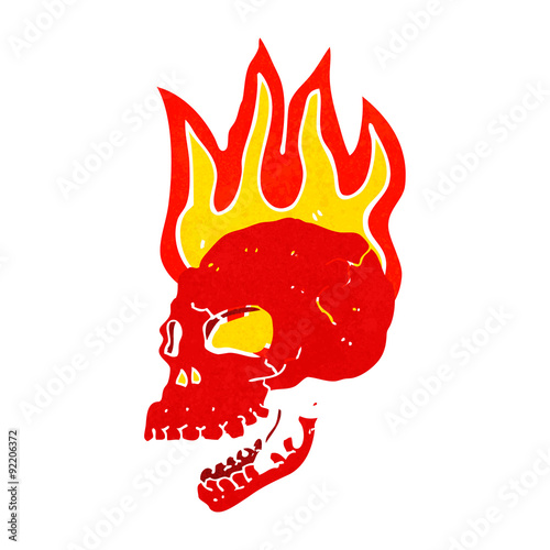 cartoon flaming skull