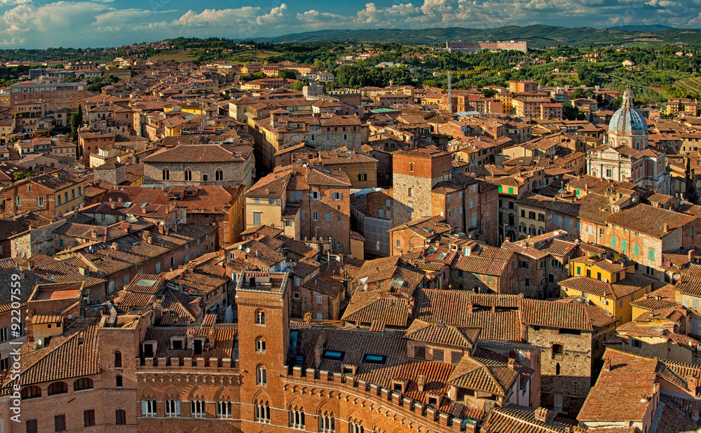Aerial view on Siena, Italy