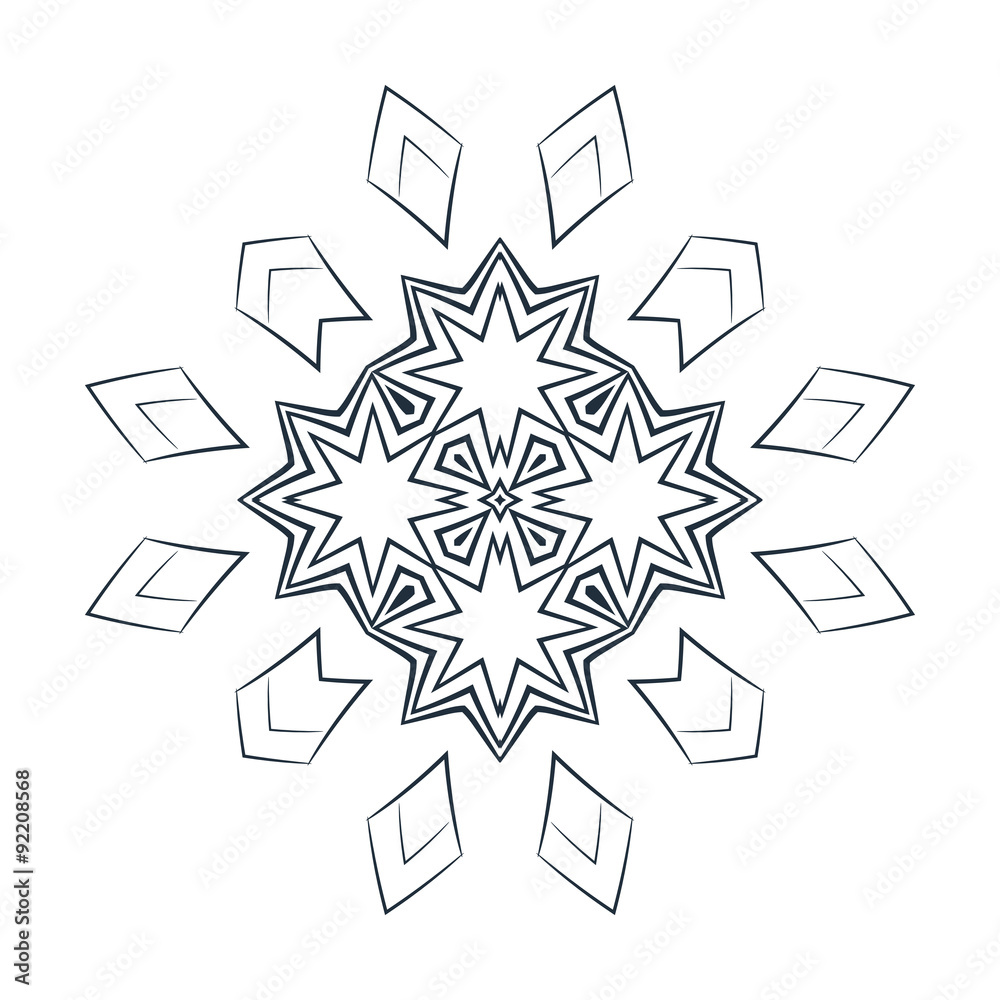 Vector monochrome flower mandala on a contrasting background