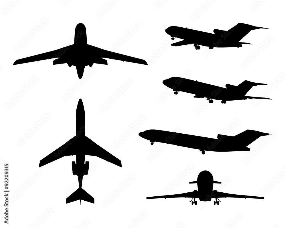 Big collection of different airplane silhouettes. Big collection of different airplane silhouettes.