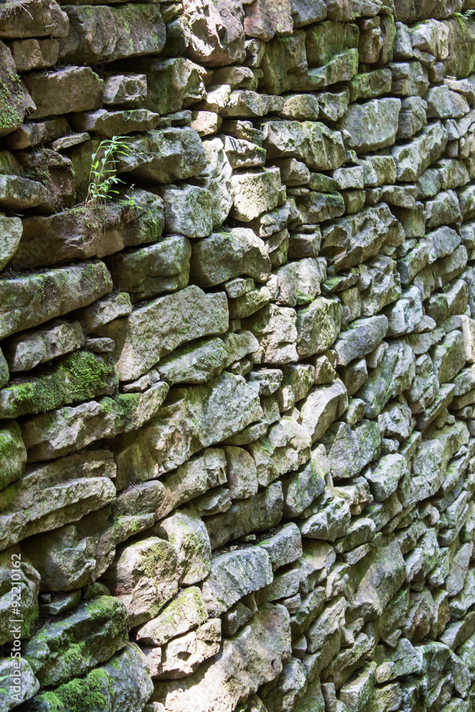 Stone Wall - Green Moss Grows On Brown and Gray Stone Wall