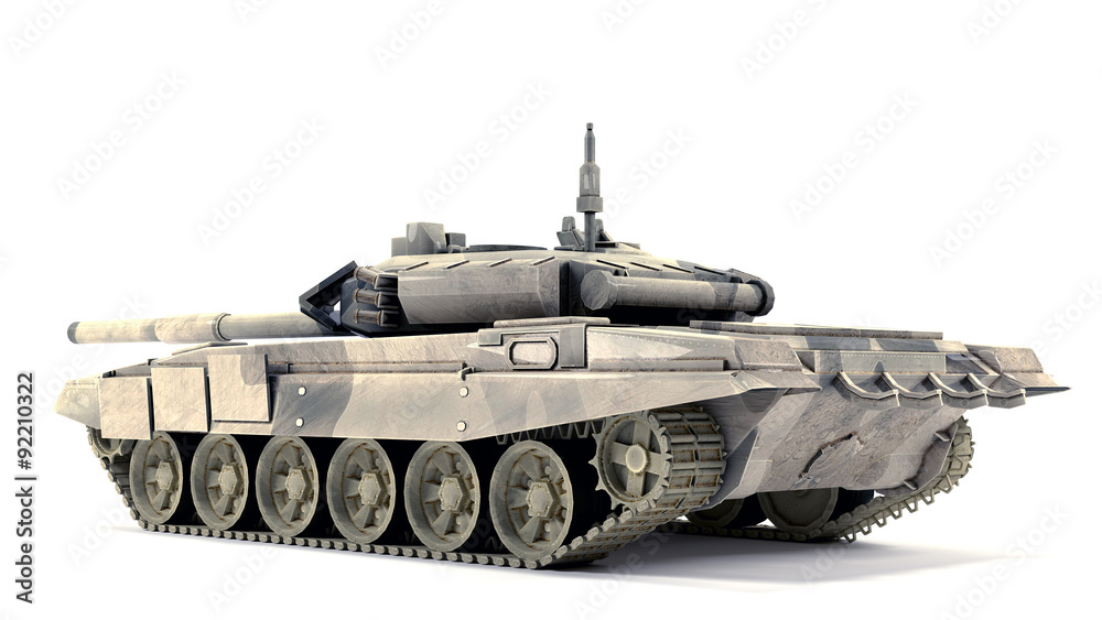 T-90 Main Battle Tank, Russia isolated on white background