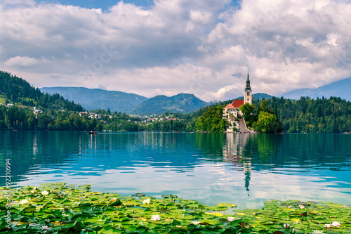 Bled with lake, island, castle and mountains © Kavita