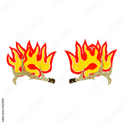 cartoon flaming antlers