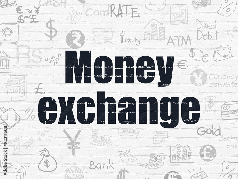 Currency concept: Money Exchange on wall background