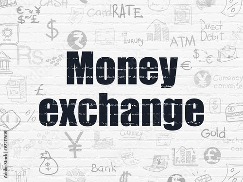 Currency concept  Money Exchange on wall background