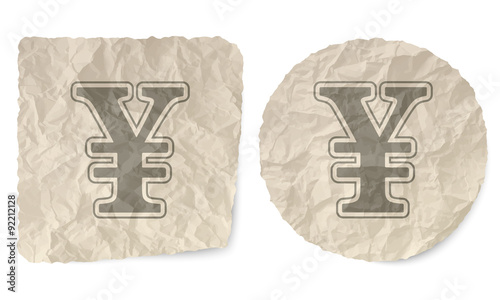 Crumpled slip of paper and a yen symbol