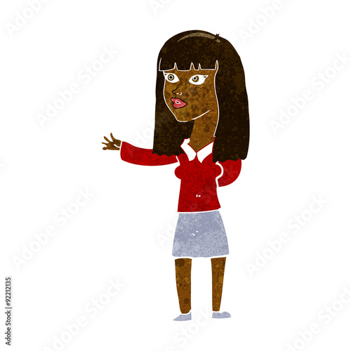 cartoon woman gesturing to show something