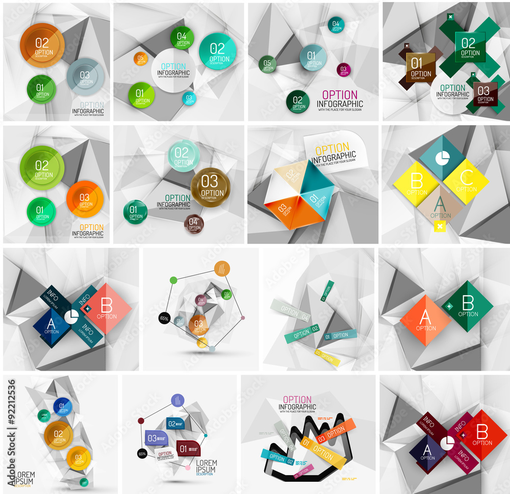 Fototapeta premium Set of abstract geometric infographic banner templates