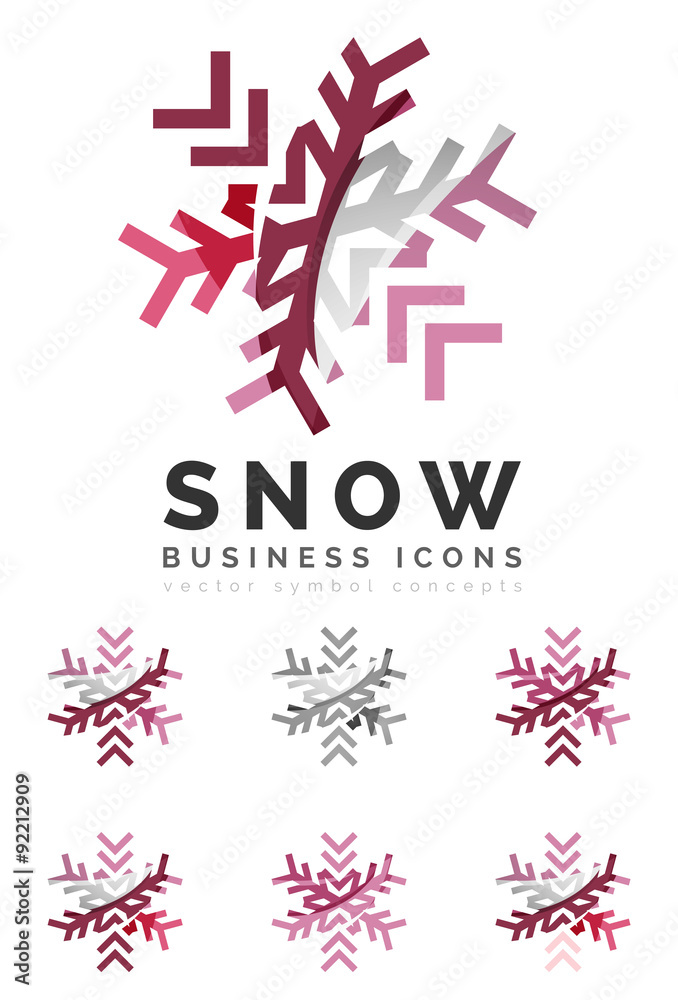 Set of abstract colorful snowflake logo icons, winter concepts Set of abstract colorful snowflake logo icons, winter concepts