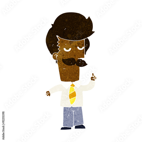 cartoon mna with mustache explaining