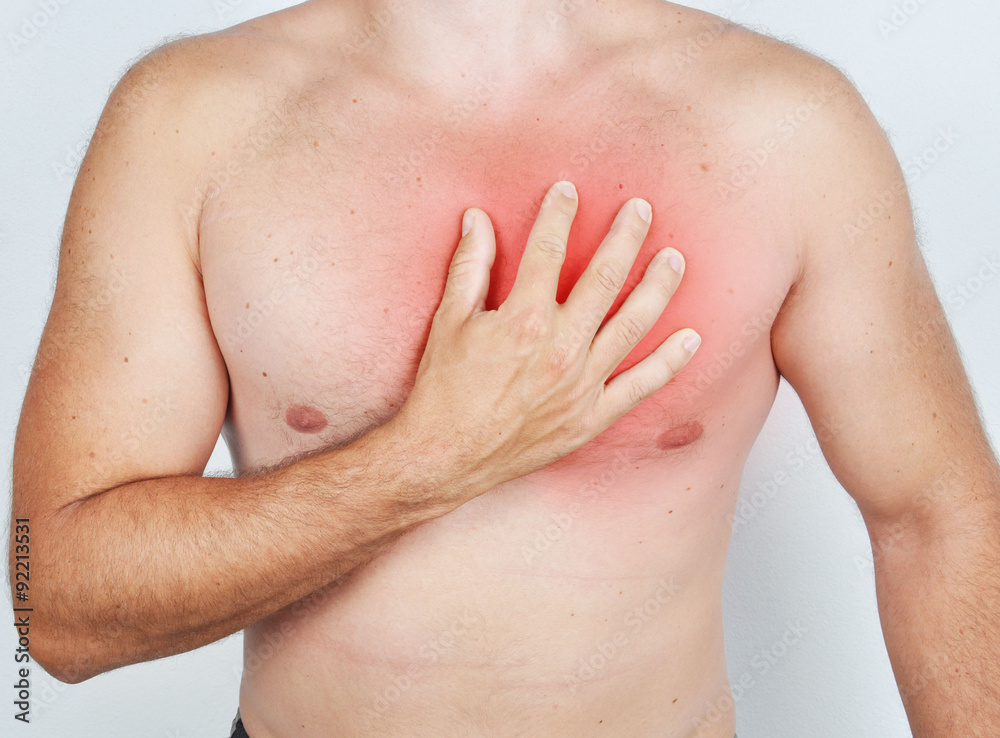 Man having an ache in his chest Man having an ache in his chest