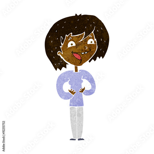 cartoon excited woman