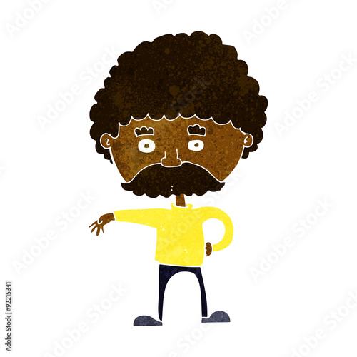 cartoon man with mustache making camp gesture