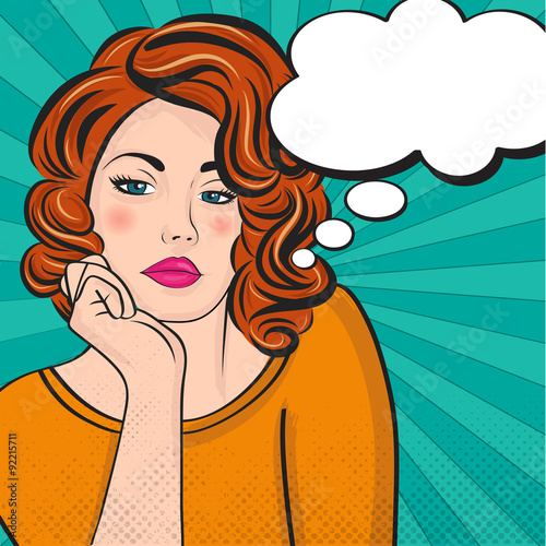 Pop Art illustration of woman with the speech bubble