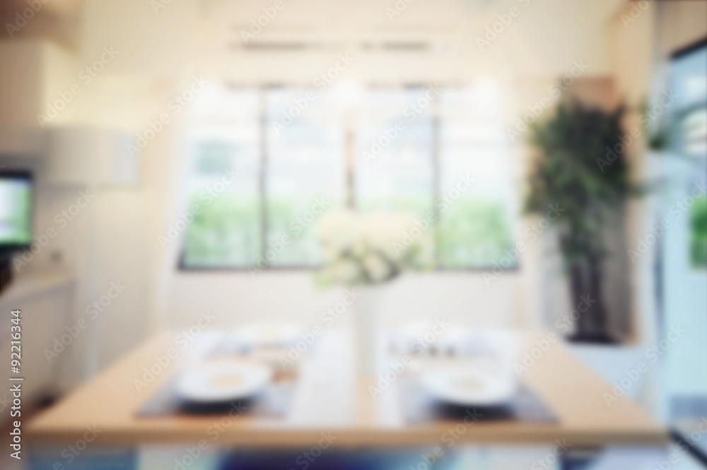 blur image of modern dining room interior. blur image of modern dining room interior.