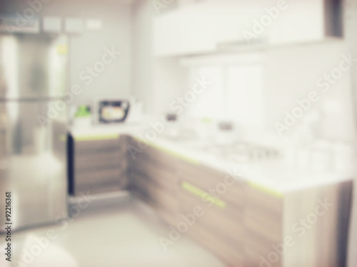 blurred image of modern kitchen interior for background © worldwide_stock
