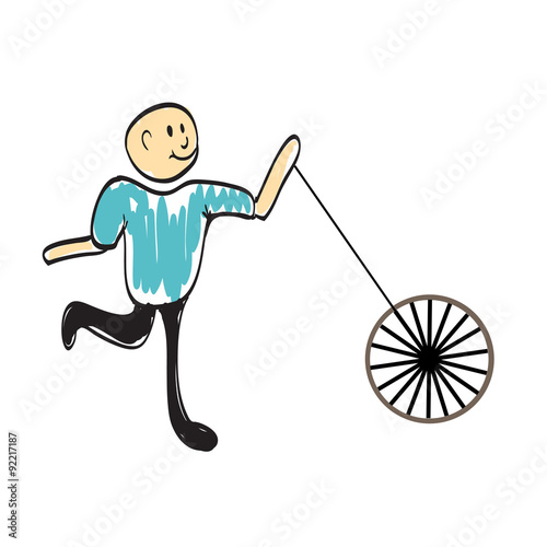 driver with a wheel of the car illustration