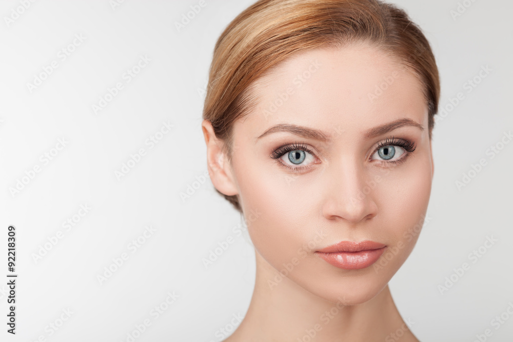 Attractive blond girl is caring of her health