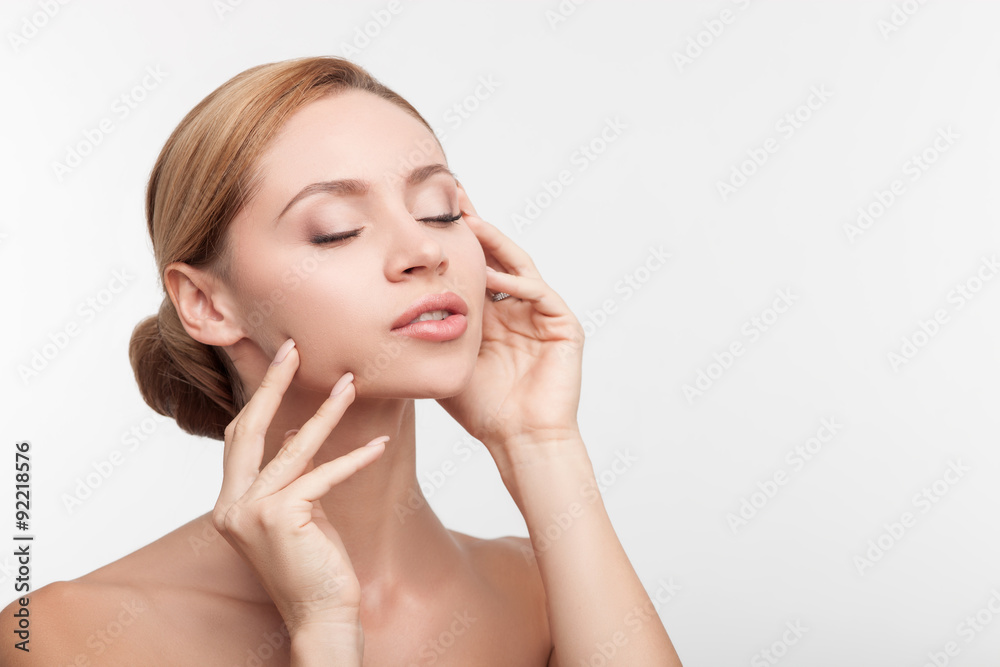 Beautiful healthy woman is satisfied with her body Beautiful healthy woman is satisfied with her body
