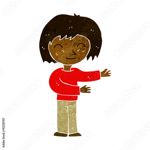 cartoon woman gesturing welcome