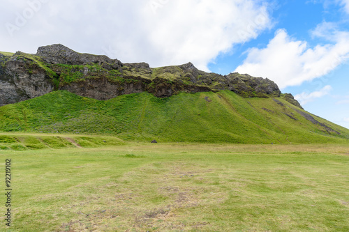 Mountain landscape at Seljalandsfoss, Iceland