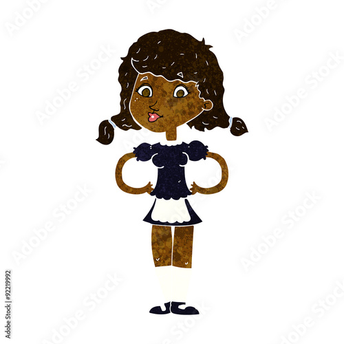 cartoon happy waitress woman