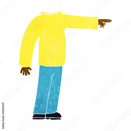 cartoon headless man pointing