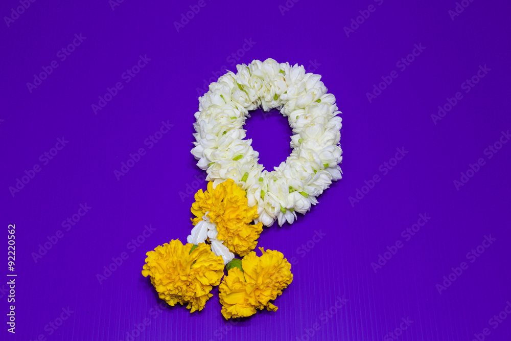 Wreaths of white flowers from Thailand. Wreaths of white flowers from Thailand.