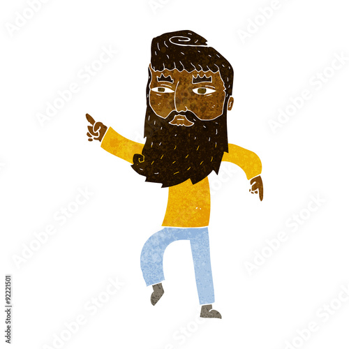 cartoon bearded man pointing the way