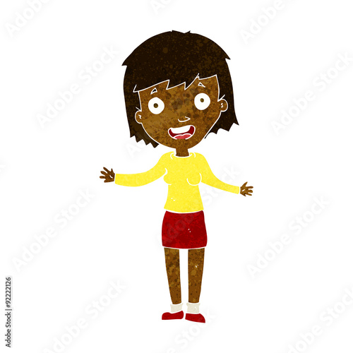 cartoon excited woman