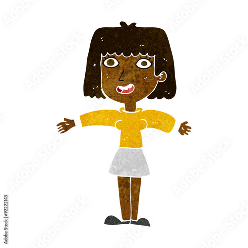 cartoon excited woman