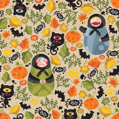 Seamless pattern with black cats.