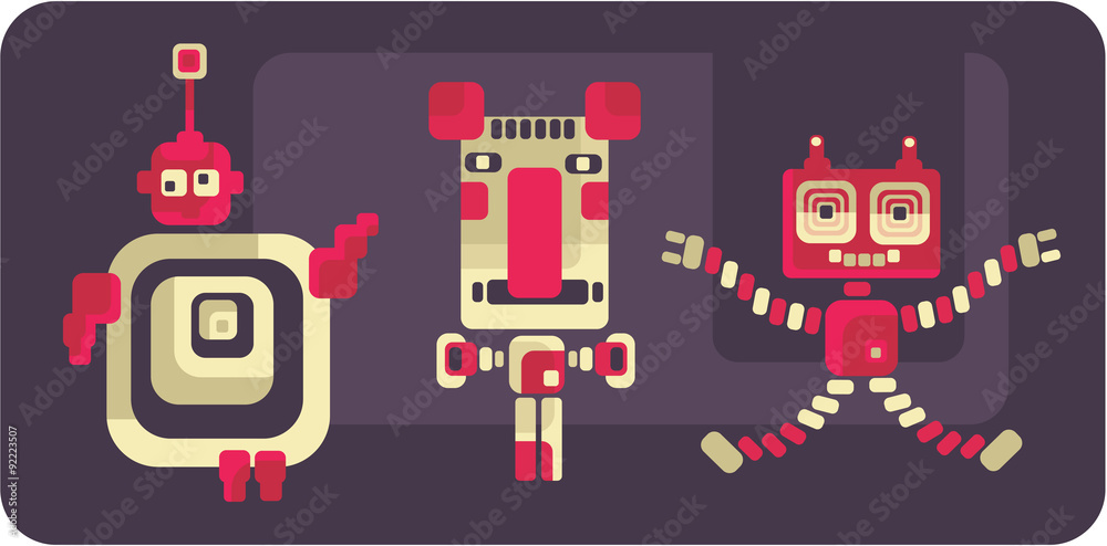 Retro style robots and monsters. Retro style robots and monsters.
