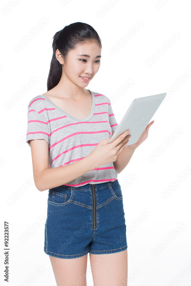 chinese girl with tablet chinese girl with tablet