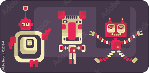 Retro style robots and monsters.