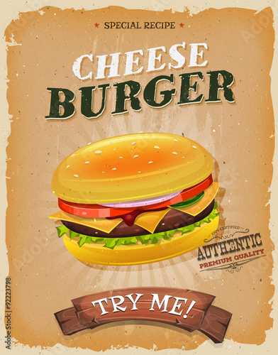 Grunge And Vintage Cheeseburger Poster