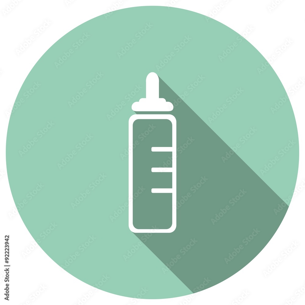 Baby milk bottle icon with long shadow Baby milk bottle icon with long shadow