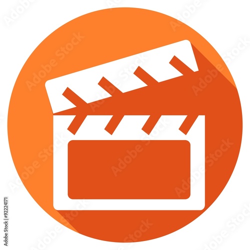 Modern clapper board icon with long shadow effect