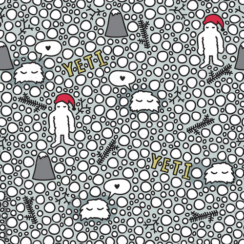 Christmas yeti seamless pattern.