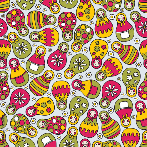 Matreshka doll seamless pattern.