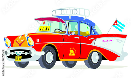 Caricatura Chevrolet BelAir 1957 taxi La Habana vista frontal y lateral