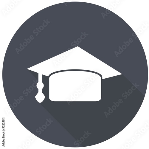 Icon Graduation cap on long shadow