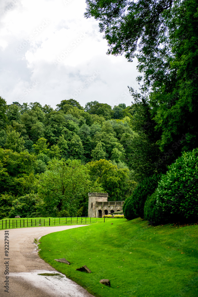 Green Meadows and Trees in Beautiful Ilam Hall  in Peak District