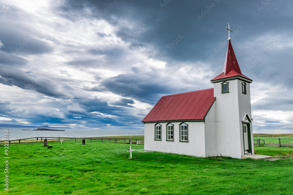 Lonely church on the coast in Iceland Lonely church on the coast in Iceland