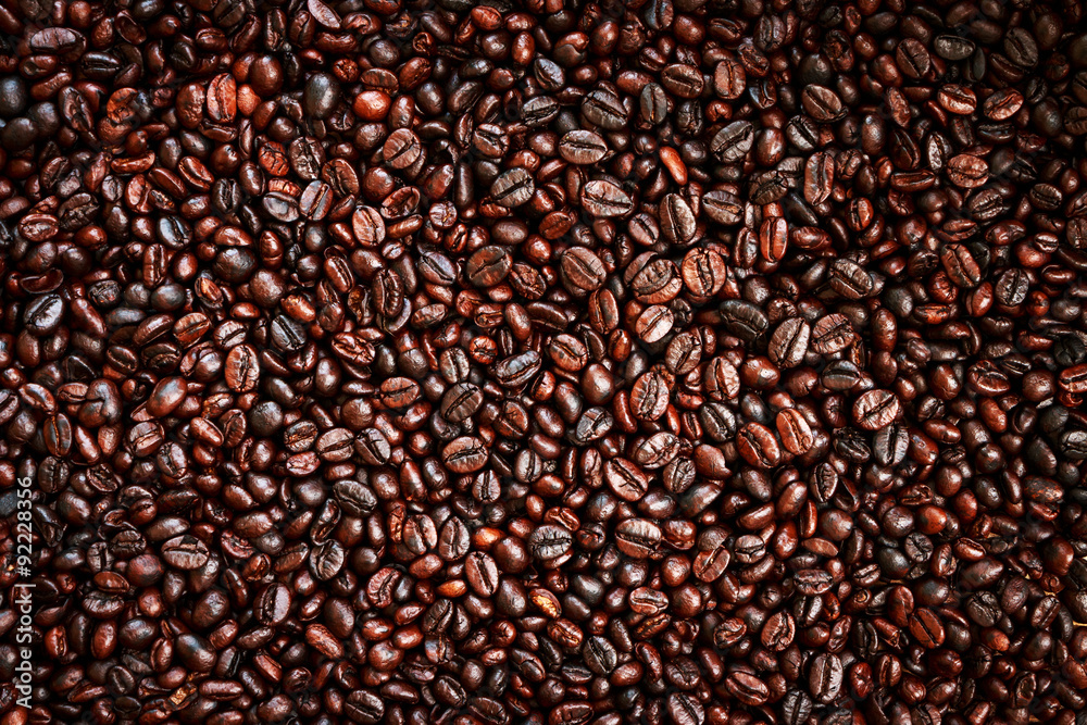 Coffee bean background in coffee shop.
