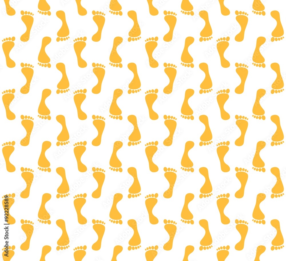 White background with orange footprints that walked alternately in a row White background with orange footprints that walked alternately in a row
